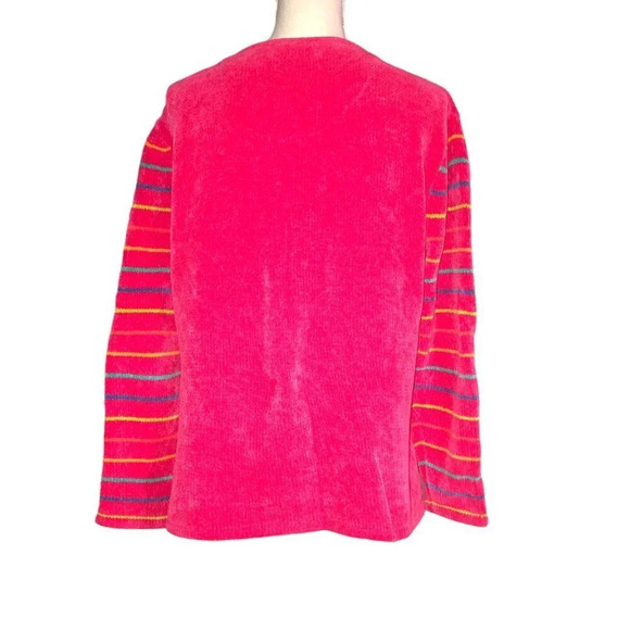 Vintage TIMBERLEA Sz XL Women's Fuchsia Snowman Zip Up Long Sleeve Cardigan Swtr - Picture 7 of 7